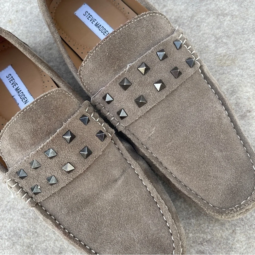 Steve Madden Marionn Leather Suede Studded Driver Slip On Loafers Men’s Size 12
